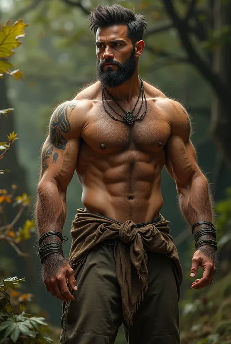 Handsome hairy young fibrous man