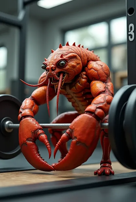 Laryy lobster lifting weights