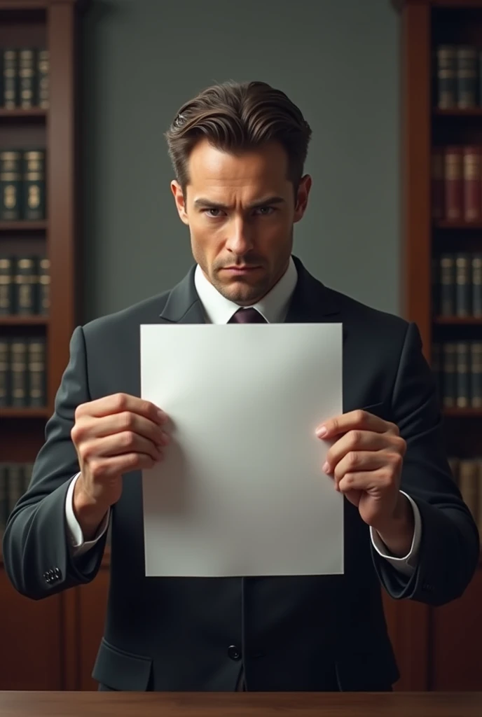  a person standing reading a white paper with the verdict in a trial
