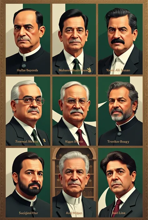 generate me a picture of all the leaders who has lead pakistan since the partition