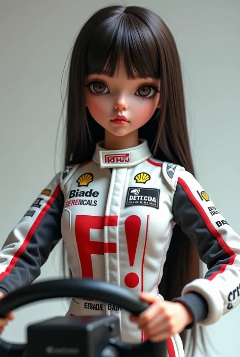 Create a doll in an F1 uniform with the name written on the uniform Department of F!