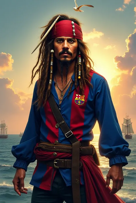 Jack Sparrow wearing the Barcelona shirt