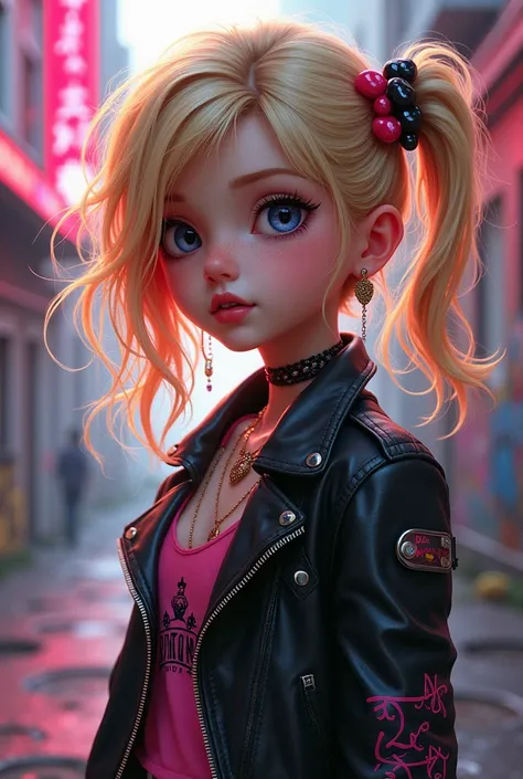 Petite fille rock cheveux blonde kawai
