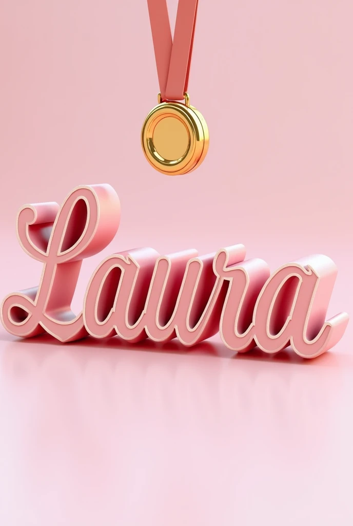 Make the name LAURA in 3D with a gold medal
Cute in pink
