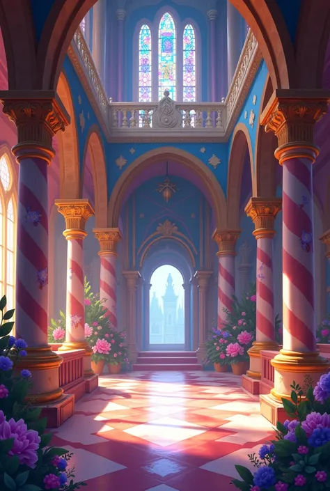 Create a setting inside the princess castle, with no one on the scene , em cartoon 