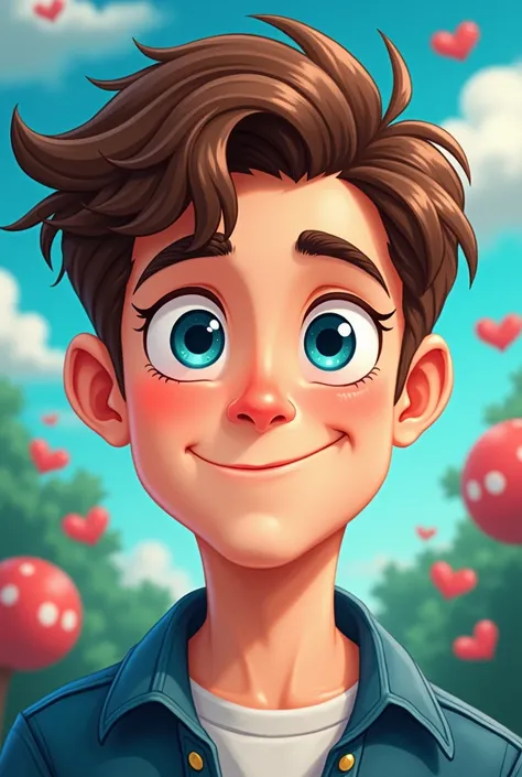 young white man , dark blue eyes,  Cartoon