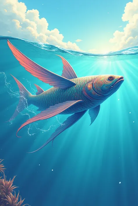 Illustrated flying fish 