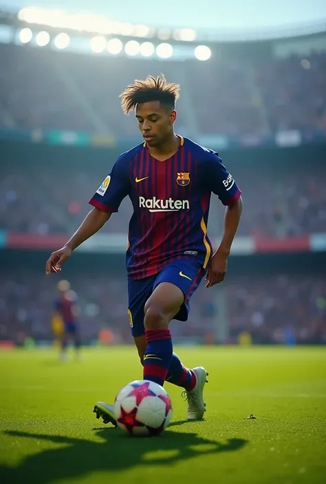 Create me a video about the best plays of Lamine Yamal the Barcelona soccer player with quiet music and some modern effects