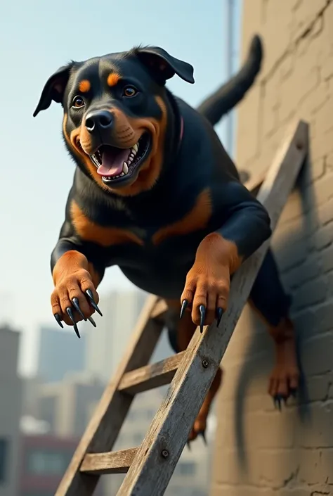 flying rottweiler on ladder