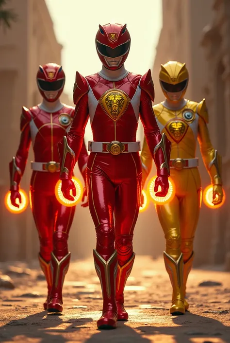  Spains Futuristic Power Rangers – Guardians of the Suncrown
"Three Power Rangers in red, yellow and gold armor, inspired by the flag of Spain. The leader wears bright red armor with a golden lion hologram on his chest; the second wears metallic yellow wit...