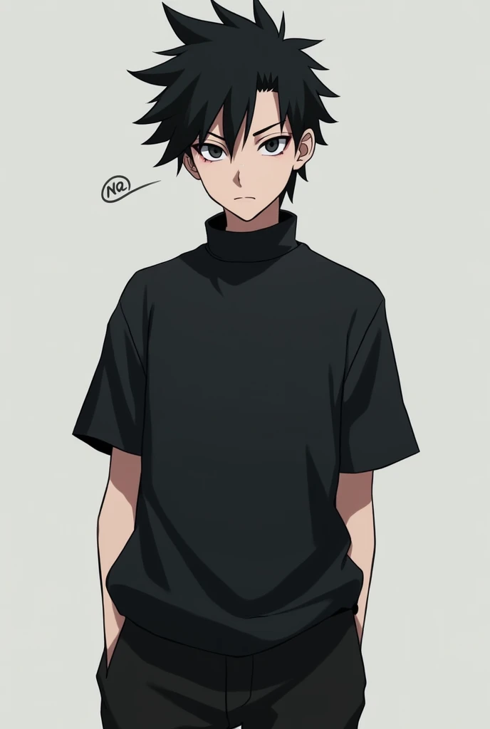 NARUTOS  HEIGHT , , but with Gojos hair and face, Like Gojo from Jujutsu Kaisen ,  hair like Gojo short bro,  now do it with a height of s and black clothes detail with dark colors like gray , Okay Mt Boom ,  style now only leaves the hair black and the sl...