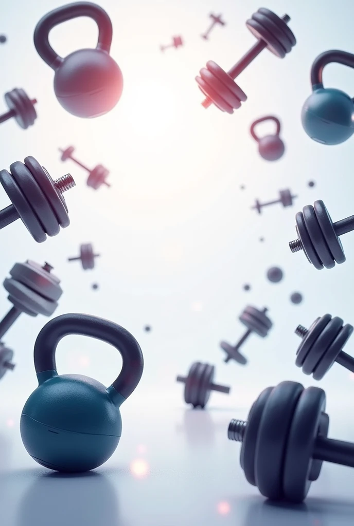 Wallpaper with fitness equipment , kettlebells, barbells, dumbells all disperse and could be icons vectorized