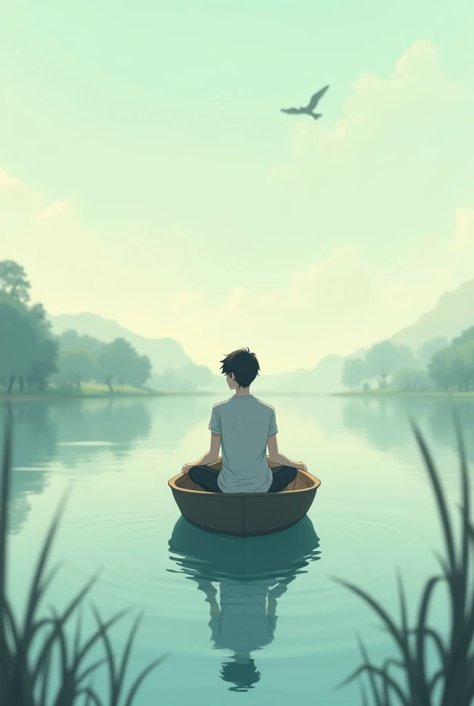 Anime man sit on boat lofi