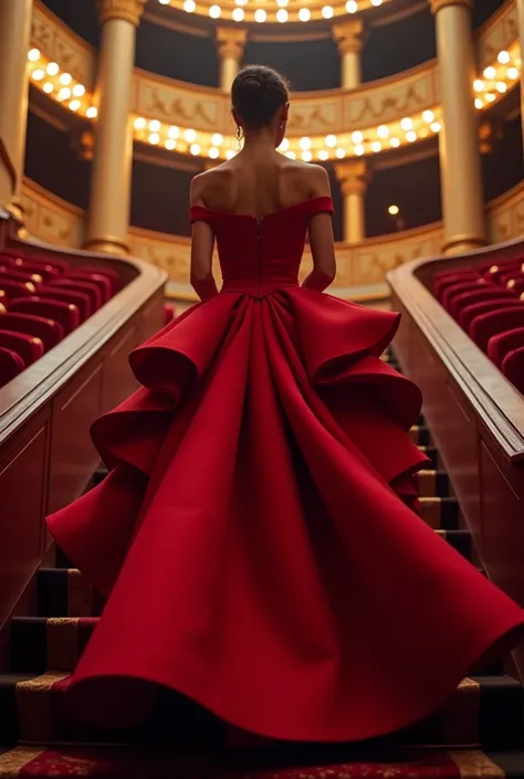 gala dress with volume to be worn at the opera in red closed 