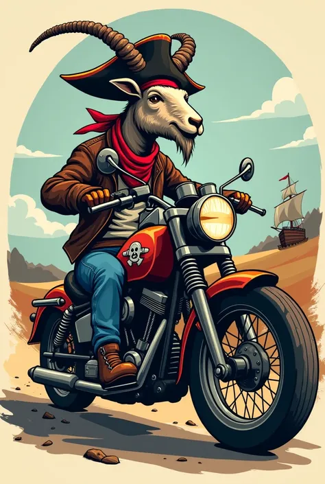 You are a graphic designer , Design a logo for a YouTube channel called dainesse , The channel goes on motorcycles must contain a caravel of a pirate goat motorcyclist on a country motorcycle with two mechanical keys like bones