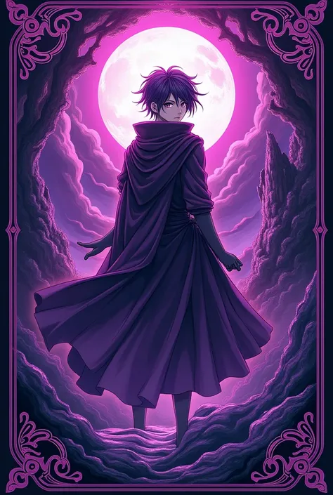 Create a design of a back  ( of a ) Of a card from a poker deck inspired by the Bycicle card design that is purple,inspired by the anime Solo Leveling
