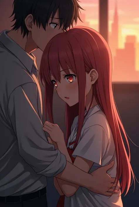 Girl being abused by a man, anime 