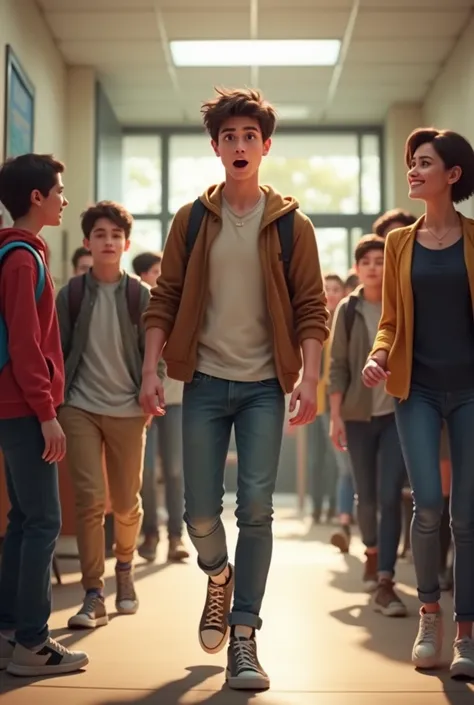 He generates a male student arriving at his classes and all his classmates see him animated