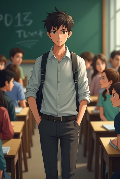 He generates a male student coming to his classes and all his classmates see it strange