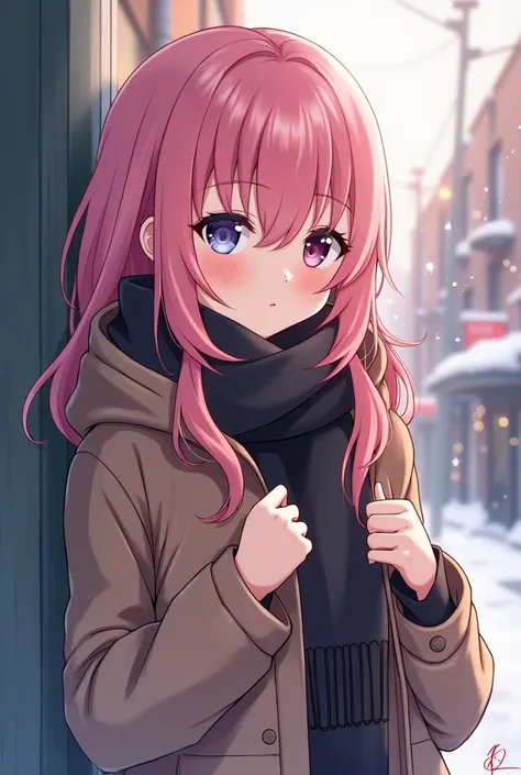 Megurine Luka cute sexy casual clothes g pan winter walking hair pink upper body
