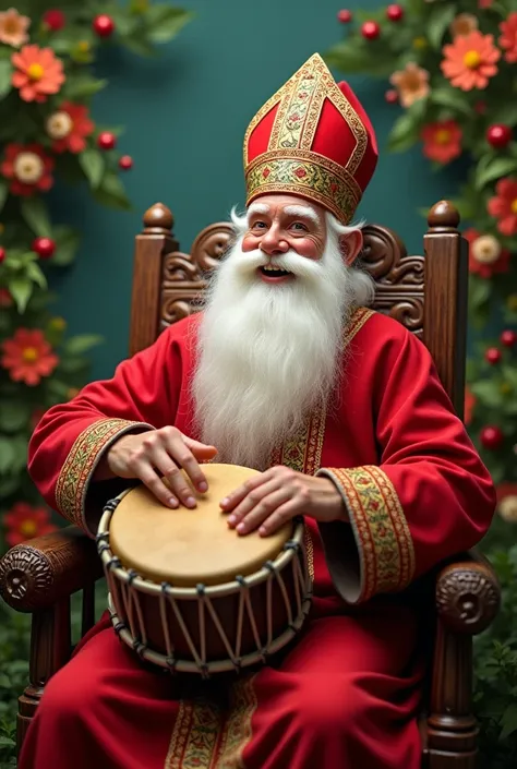 Sinterklaas playing brazilian surdo