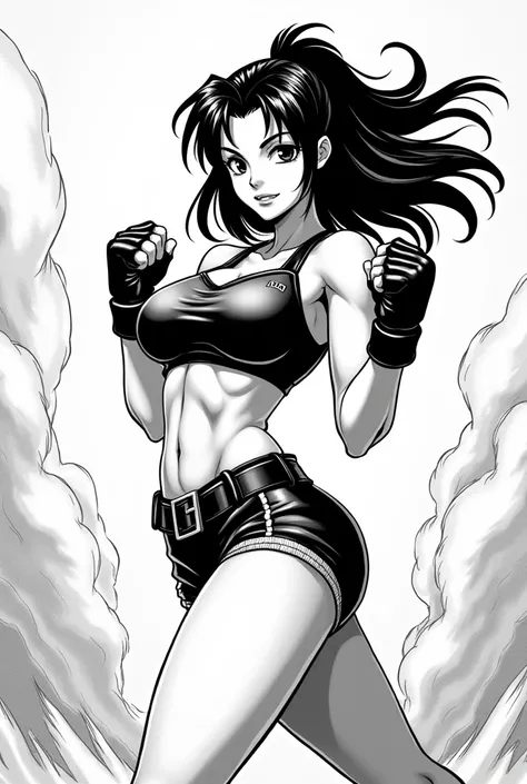 Tifa lockhart black and white manga style 