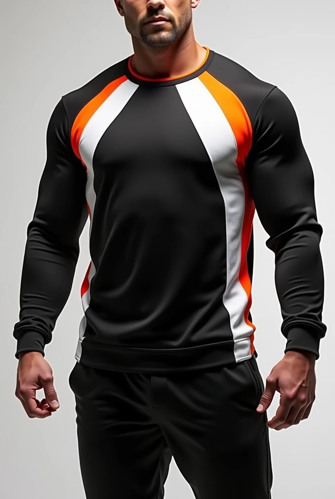 Musculosa mens sports sweatshirt in black white and orange 
