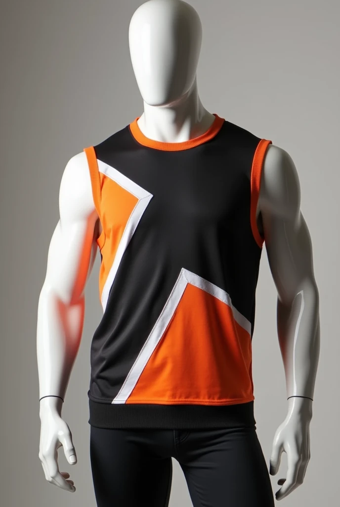 Musculosa sleeveless mens sporty sweatshirt in black white and orange 
With manequen