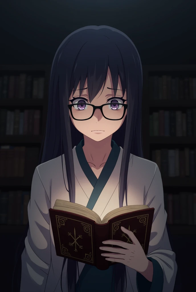 Do Hinata Hyuga from the anime Naruto Shippuuden with the bible in her hand with black glasses