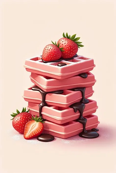 Design me a pink waffles logo,with rolls and strawberries with chocolate the name is “EMFAY” 