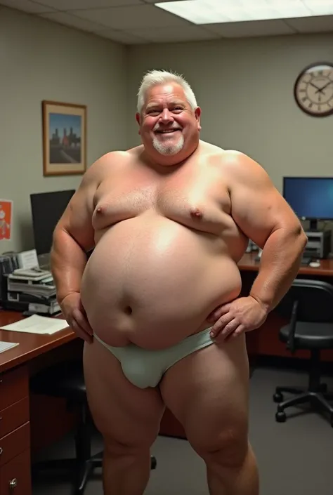 old chubby gay daddy naked wearing thongs in office enviroment