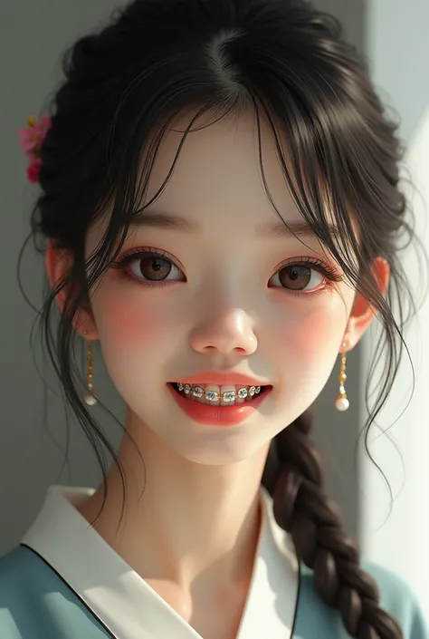 Generate a picture of an asian braces girl