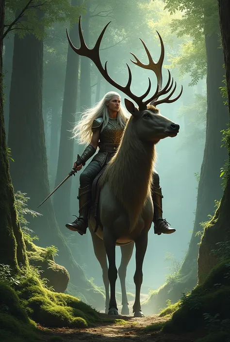 Thranduil riding a giant deer