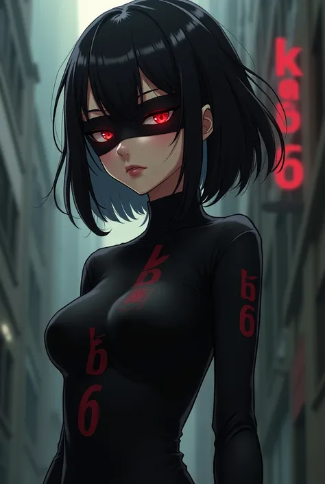  I created an anime character similar to Eris from the anime Princess Connect re Dive, But with a darker look  ,  add the following letters highlighted below  "KSB6 " ,  and do it using an eye band showing only one side of the crimson red eye , Thats fine....