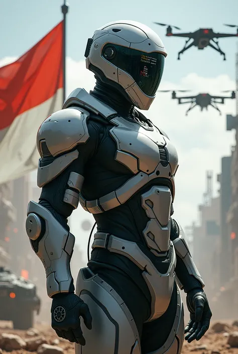 Excellent! Let&#39;s add some more details.  The hero has a helmet with a digital visor that displays data in real time . His movements are agile and precise ,  thanks to an exoskeleton that amplifies his strength and resistance . Behind him,  a futuristic...