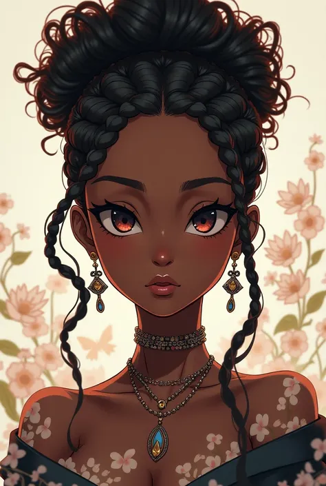 Anime black  girl with the name "JIYA" in clothes