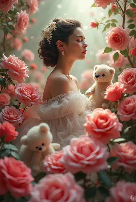 Lyrics of Ella,  with roses and stuffed animals 