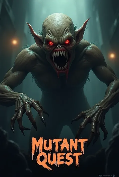 Make a poster for the MUTANT quest , add logo . Make it in horror style 