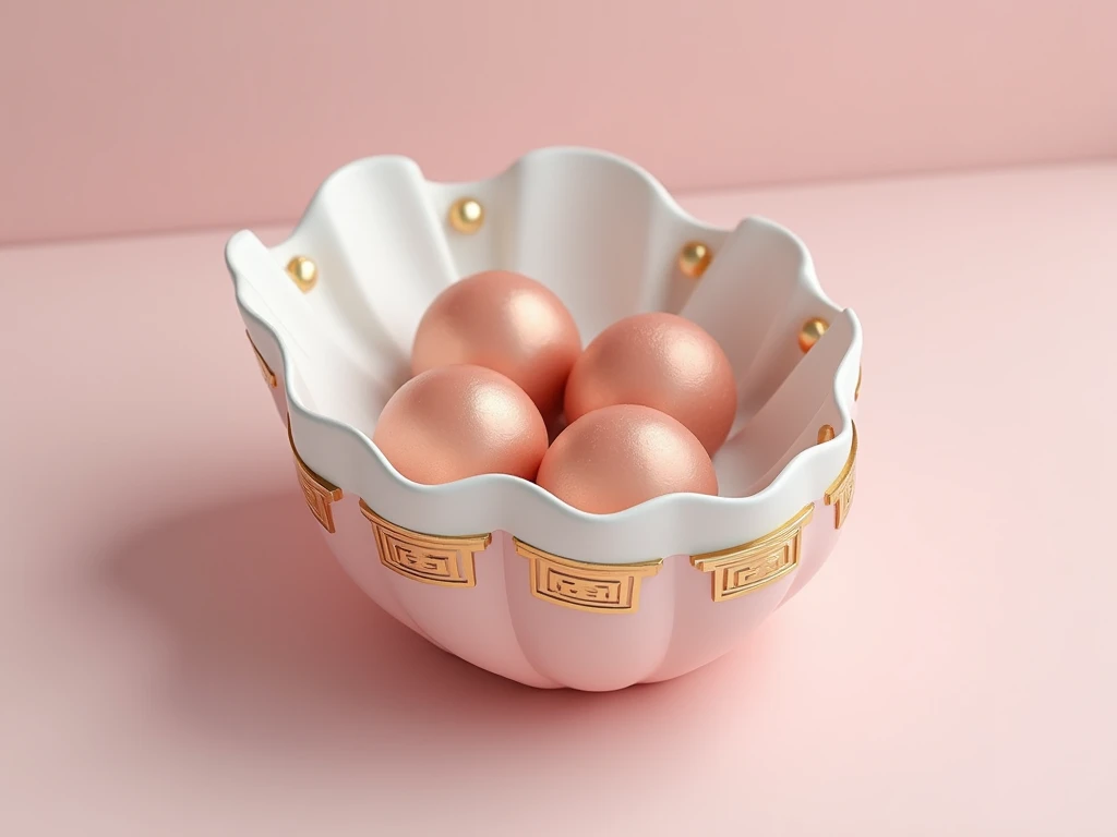 form:  The box will have a curved and stylized shape ,  similar to the sea shell . material:  Rigid cardboard with a finish matte for the base and a shiny varnish . Predominant tones :  soft pink , white and gold .    Edges of the box :  On the edges and c...