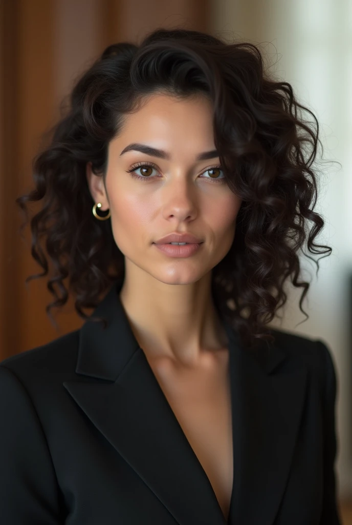 Create a person with medium formal curly hair
