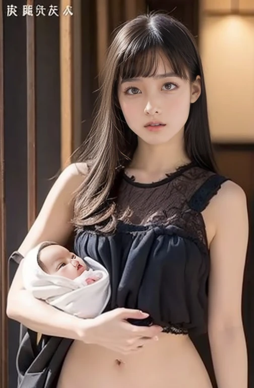 Outstanding Japanese idols、Completely naked、 lower body naked、 no panties、 lower body exposed、Pussy、Realistic,　 Japans most beautiful mom (Huge)　 mom standing side by side with baby stroller、Plump、Waistline、Wide pelvis、alone、ママのPussyから精液が垂れる、Accurate Face、...