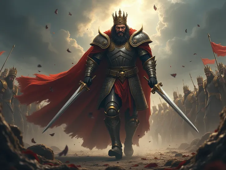  An angry King is coming with a sword in his hands, Are you fighting evil doers .