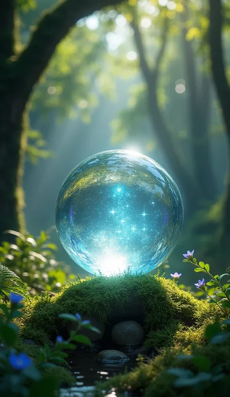 a crystal ball in the woods