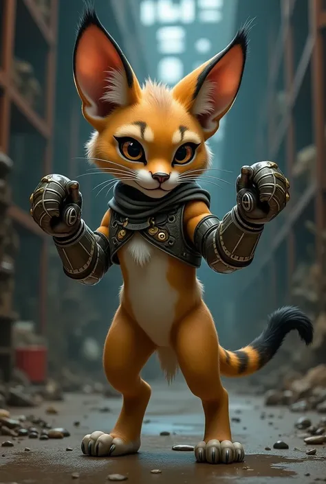 Small caracal catfolk metal gauntlets