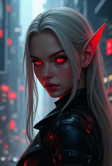 red eyes, sylvanas_windrunner, sylv-lora, 1girl, elf, will be depicted in the futuristic world of "Aeon Flux". The artwork will be created using the medium of digital illustration. The image quality should be at its best, with a resolution of 4k or 8k. It ...