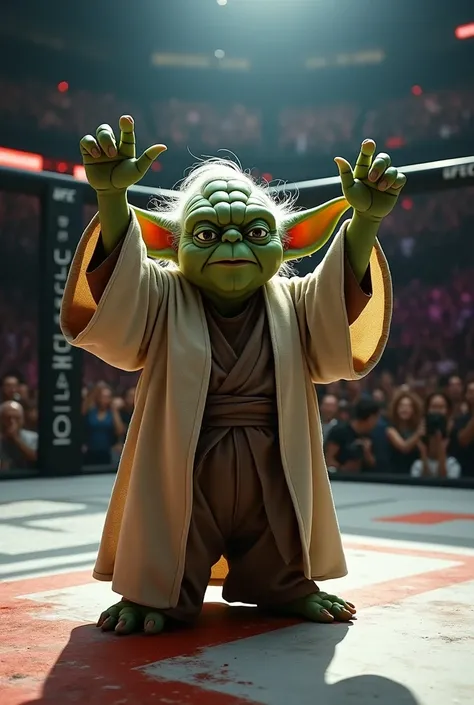 Yoda as a UFC champion, photo-realistic --ar 3:2+