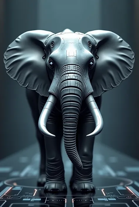 Create a logo for my company that sells electronic products the name is ELEPHANTRONIC with the futuristic and metallic elephant 