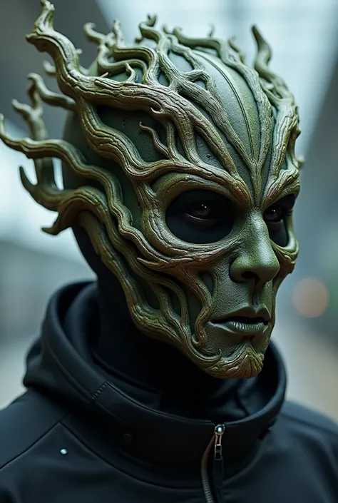 Make futuristic mask that was inspired by tree barks, branches,  and leaves