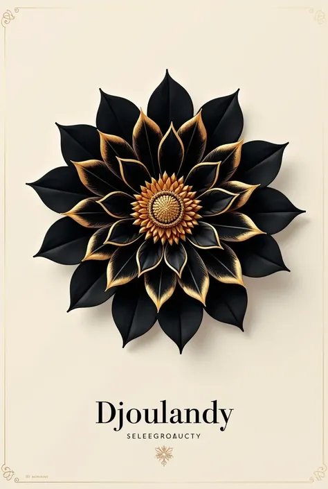 Create a LOGO of a beautiful black gold flower under the name of Djoulandy 