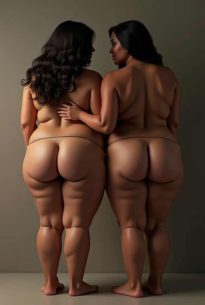 naked plus size girls showing off their butts behind their backs posing